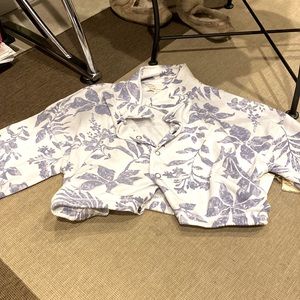 Cropped jacket, blue and white. Brand new! So soft!